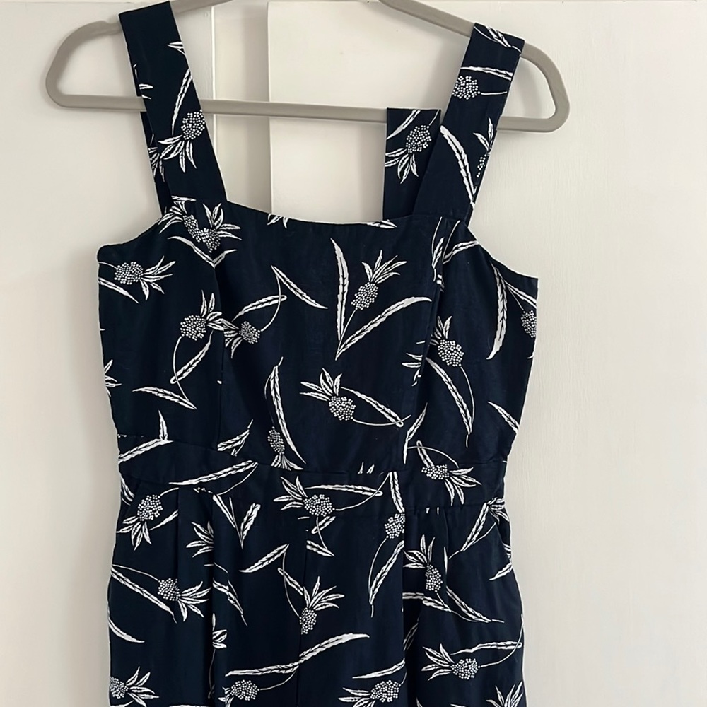Ann Taylor jumpsuit.  Size 2P.  Dark blue with print